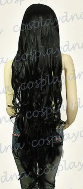 48 Black Curly Wavy Long Cosplay DNA Wigs Synthetic Kanekalon Free Shipping
