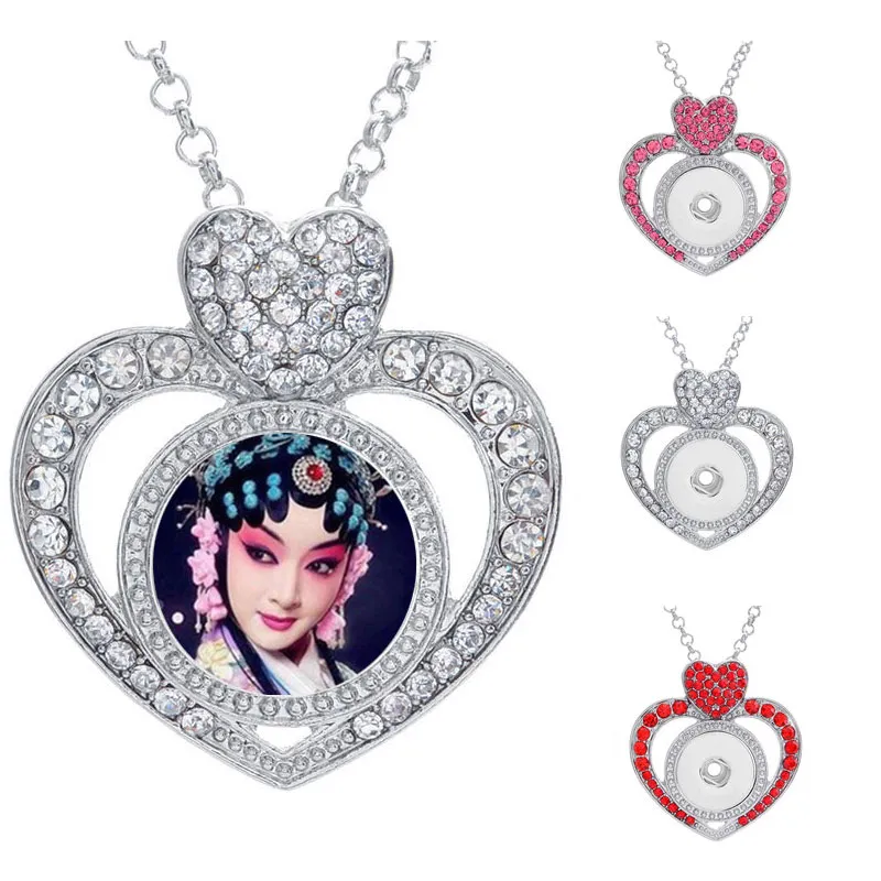 Bouton colliers pendentifs pour sublimation coeur amour collier pendentif bijoux pour femmes transfert de chaleur consommable vierge