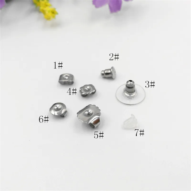 100PCS 12x6mm Silver Color Stainless Steel Jewelry Accessories Earring Back Plug Settings Base Ear Studs Back DIY Making Findings256L