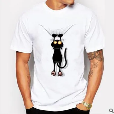 Nova marca de verão grande tamanho 3d gato cabeça t-shirt homem rodada colarinho de manga curta t-shirt homens moda engraçado t shirts