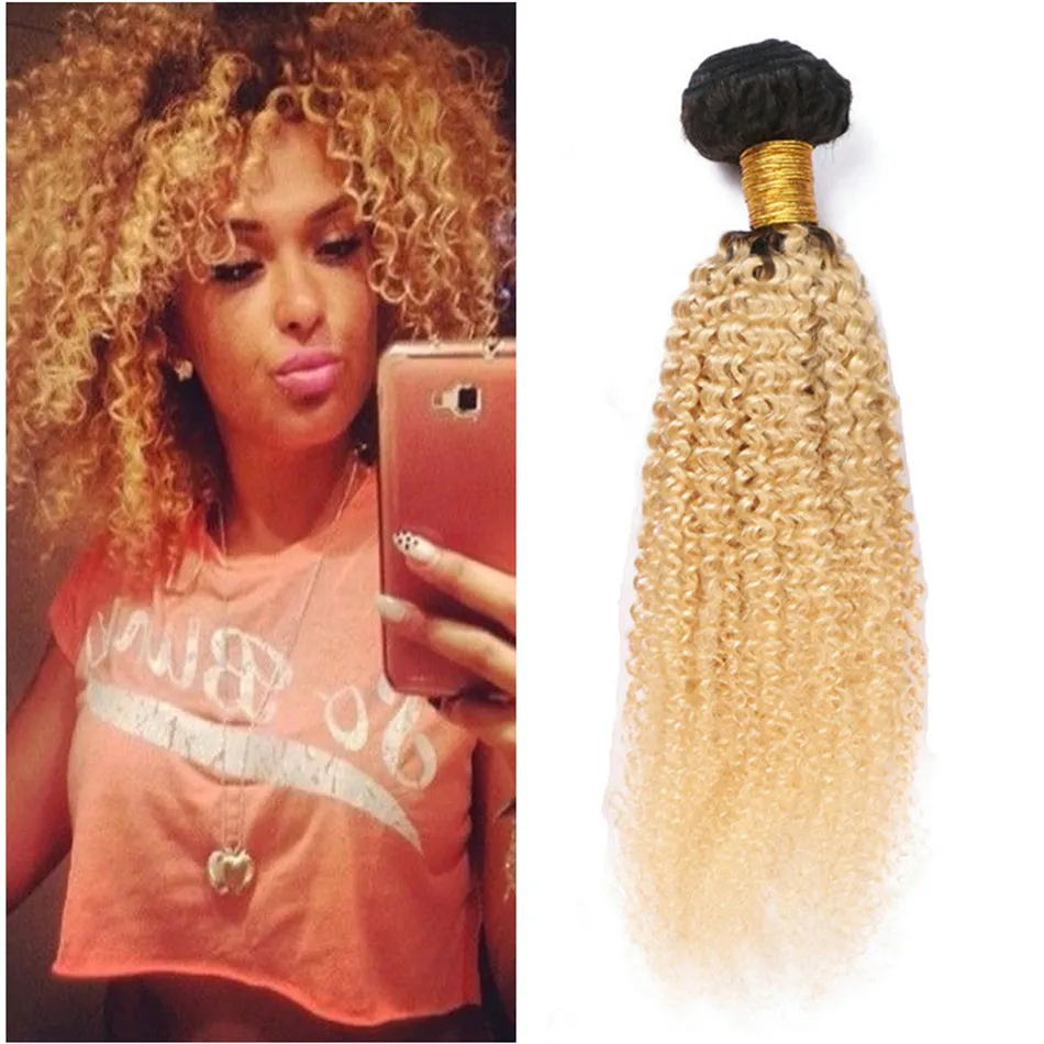 Neu Kommen Blonde Menschliches Haar Bundles #613 Platin Blonde Afro Verworrene Lockige Haarverlängerung Brasilianische Reine Unverarbeitete Haarwebart 3 Teile/los