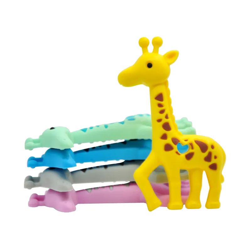 Ny giraff teether silikon tuggning hänge sika hjort teething leksak baby sensory chew ammande halsband bpa gratis säkert spädbarn tänder