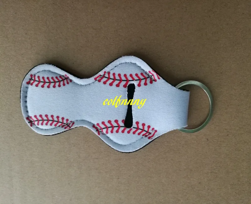 / softball basket boll fotboll baseball tryckta neopren chapstick keychain hållare fallet lagringsäck fest semestergåva