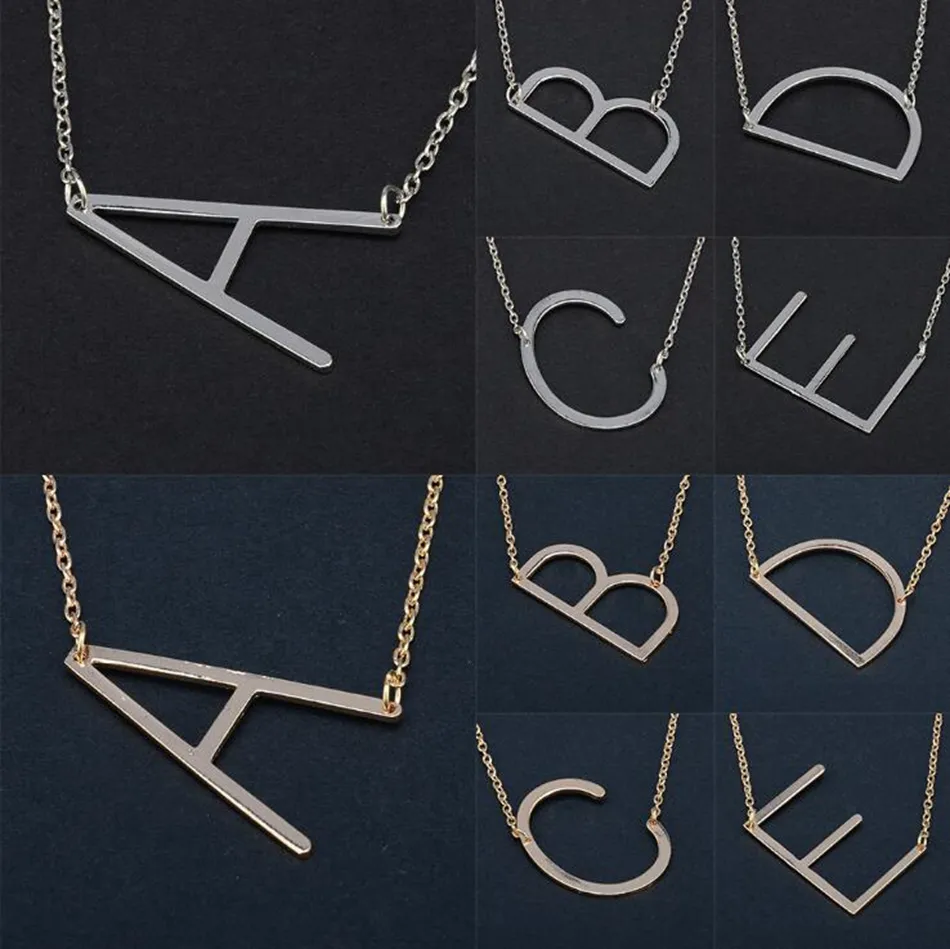 26 Alphabet English Letter Pendant Lady Metal Necklace A-Z Choker Chain Necklaces Sliver Gold Jewelry Gift OOA4421