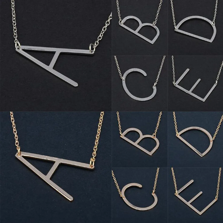 26 Alfabet English Letter Hanger Dame Metalen Ketting A-Z Choker Chain Kettingen Sliver Gold Sieraden Gift OOA4421