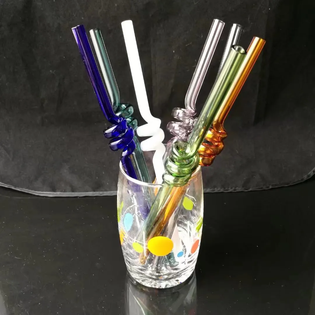Tube d'aspiration droite en spirale colorée Bangs en verre Bongs d'huile Pipes d'eau en verre Pipe d'huile