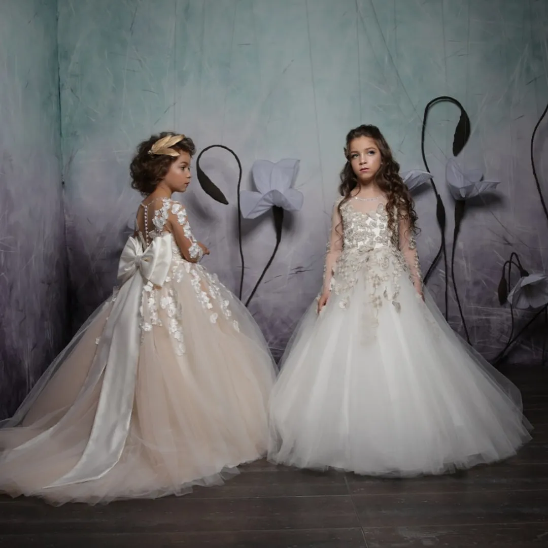 Stunning Appliqued Ball Gown Lace Sleeve Communion Dress For Weddings,  Pageants, And Proms Long Sleeves, Beaded Tulle, Best Selling Toddler And  Kids Groom Dress From Weddingteam, $77.1 | DHgate.Com