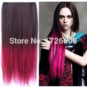 Dois tons ombre cabelos escuros com pontas vermelhas Fashion 5 clipes em uma peça extensões de cabelo 24 polegadas 60cm cabelo reto auburn para venda