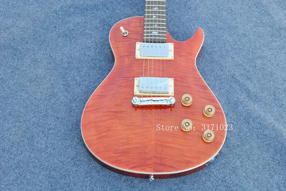 Hot Sale guitarra elétrica alaranjada com Flame Bege Veneer e Chrome Hardwares e pode ser alterado