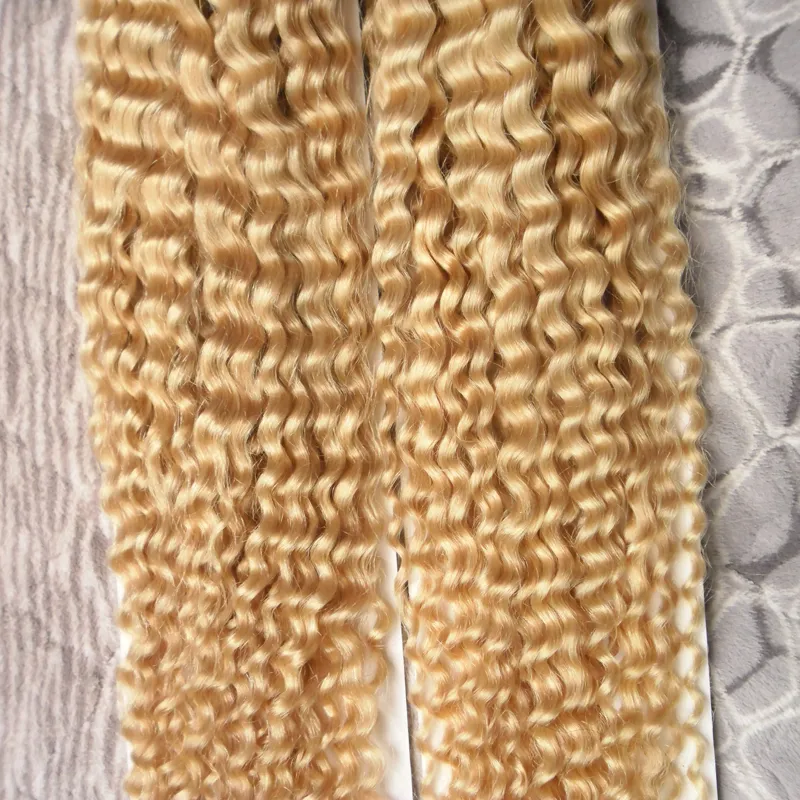 200g Malaysiska Kinky Curly Hair 100% Human Hair Buntar Non-Remy Hair Extension 613 Blek blond kan köpa 3 eller 4 buntar