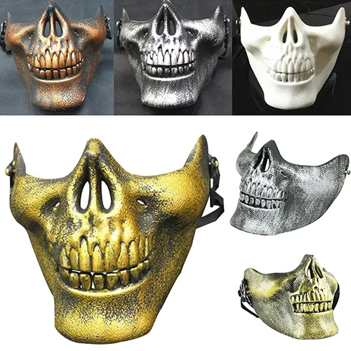 Máscara CS Scary Skull Skeleton Paintball Metade Inferior máscara facial guerreiros Máscara de Proteção Para O Dia Das Bruxas Masquerade Partido Máscaras de Carnaval presente