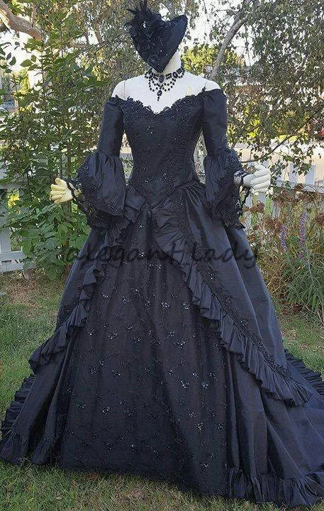 Black Sparkle Marie Antoinette Victorian Gothic Wedding Upscale Costume ...