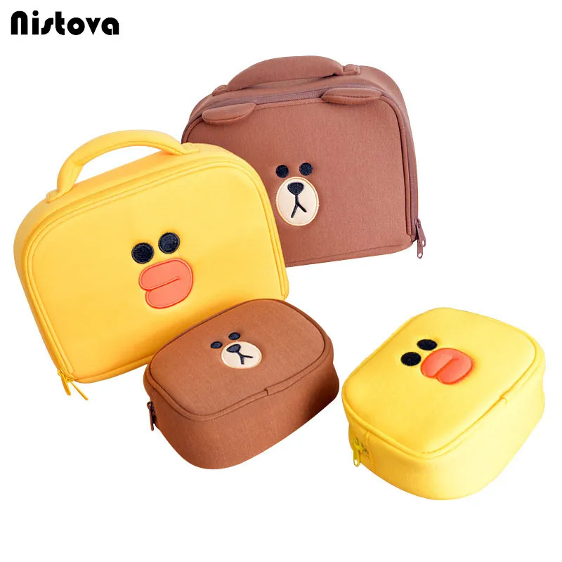 Gullig björn Mini kosmetiska påsar Cartoon Duck Girl's Make Up Bag Pouch Travel Makeup Tools Organizer Case Box Tillbehör Tillbehör