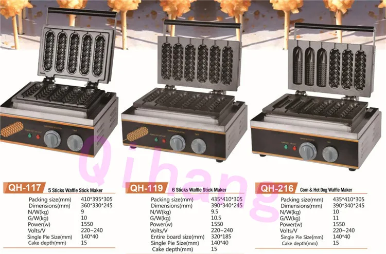 Voedselverwerking commerciële maïs hond wafel stick maker / maïs hond lolly wafel stick maken machine