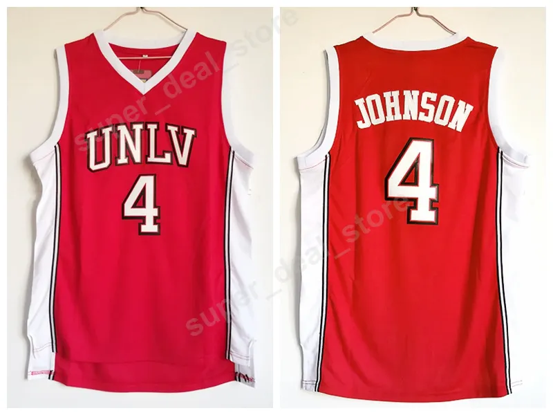 UNLV Running REBEL Jerseys College Basketball Red 4 Larry Johnson Jersey Uniformi cucite sportive Qualità eccellente