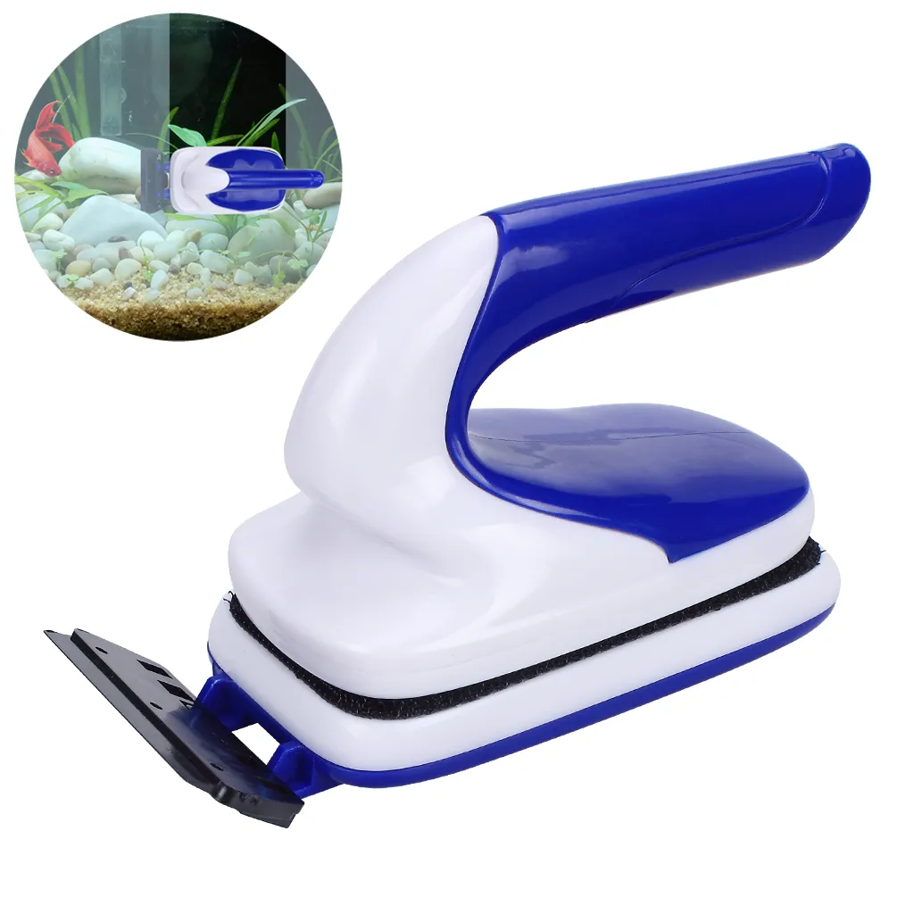 Aquarium Glass Cleaner Aquatic Algae Cleaning Scraper Brush Fish Tank Scrubber