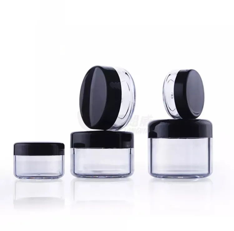 3g 5g 10g 15g 20g plastic cosmetic container black Plastic cream jar Makeup Sample Jar Cosmetic Packaging Bottle 1000pcs/lot