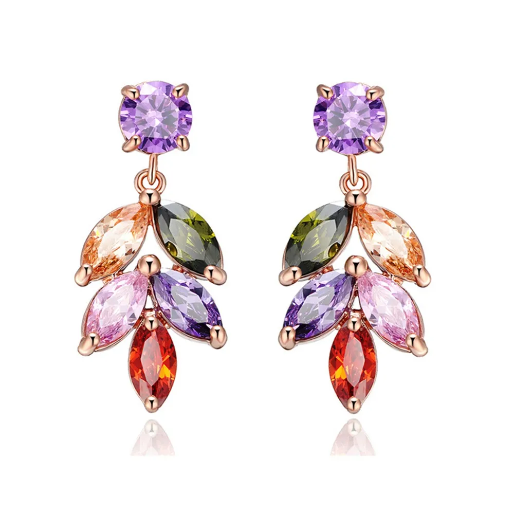 Sparkling 18k Rose Gold Filled Marquise Earrings Dangle Earrings With