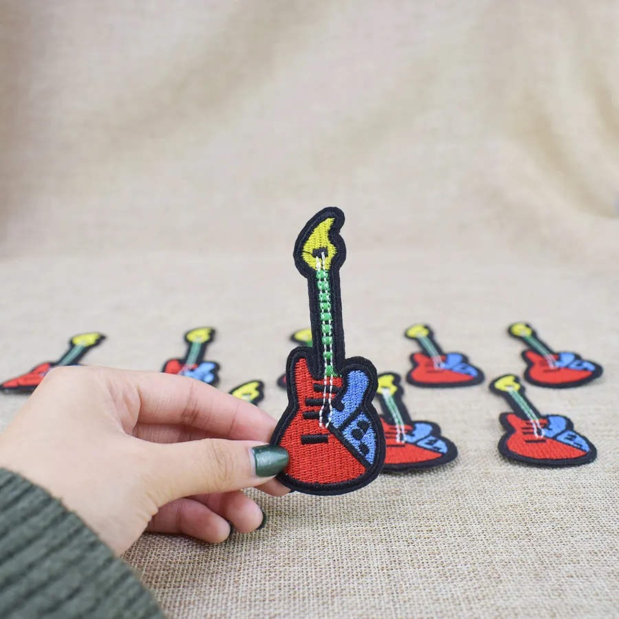 guitarra Patches bordados para roupas sacos ferro em transferência remendo Applique para crianças Jeans Caps DIY Sew no bordado Adesivos