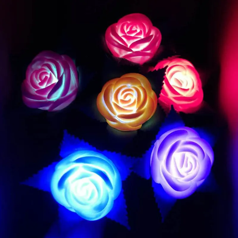 Valentijnsdag Gift Romantische Kunstmatige Kleurrijke LED Rose Bloem Flash Lichtgevende Rose Lamp Bruiloft Decoratie LZ1675