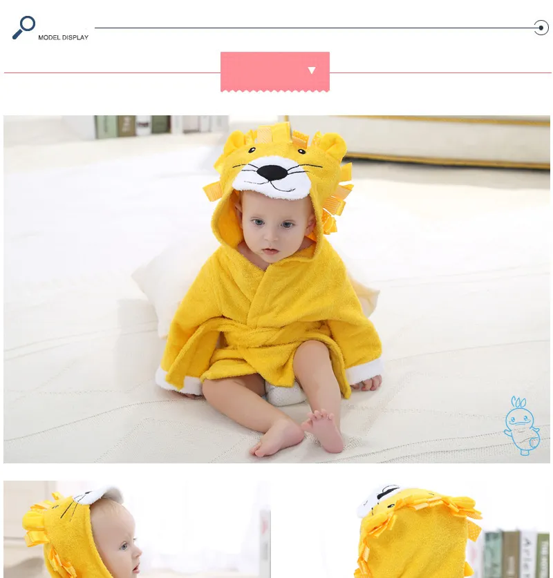 Animal Hooded Bathrobes For Toddlers Soft Cotton Baby Bath Towels With Cap, Lovely Princess Wind