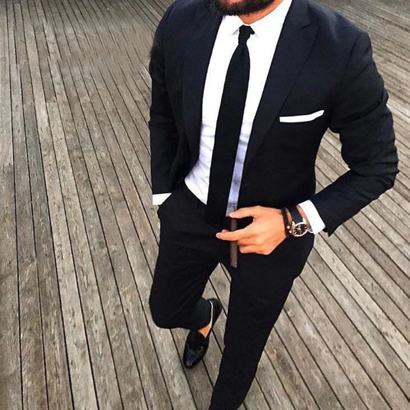 Custom Black Suit for Men Slim Fit, Casual Formal Styles