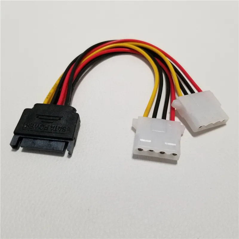 10pcs/partia 15pin adapter SATA do podwójnego 4pin Ide Molex Extension Y Kabel rozdzielający 18AWG 20 cm