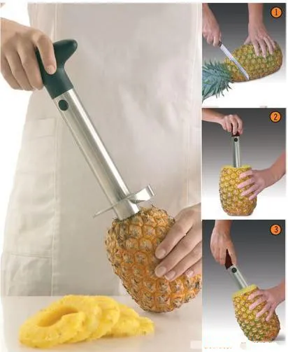 50 stks / partij Nieuwe Fruit Pineapple Corer Slicer Peeler Cutter Parer Mes Roestvrij Keuken Tool Tools # 2524