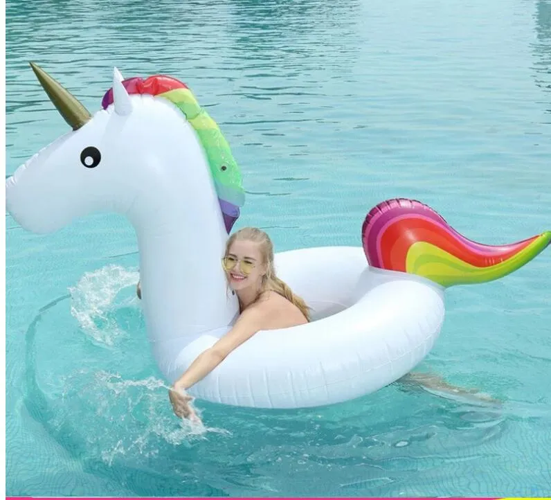 175cm Flotteurs gonflables Anneau de bain gonflable Licorne Ride-On jouets de piscine pour enfants flotteur gonflable animal adulte Anneau de natation Radeau d'eau