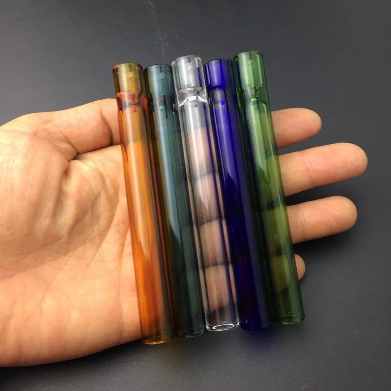 One Hitter Pyrex Glass Oil Burner Pipes Glass Tube Oil Pipe Glass Pipe Oil Nail Thick Colorful Pipes Free Shipping