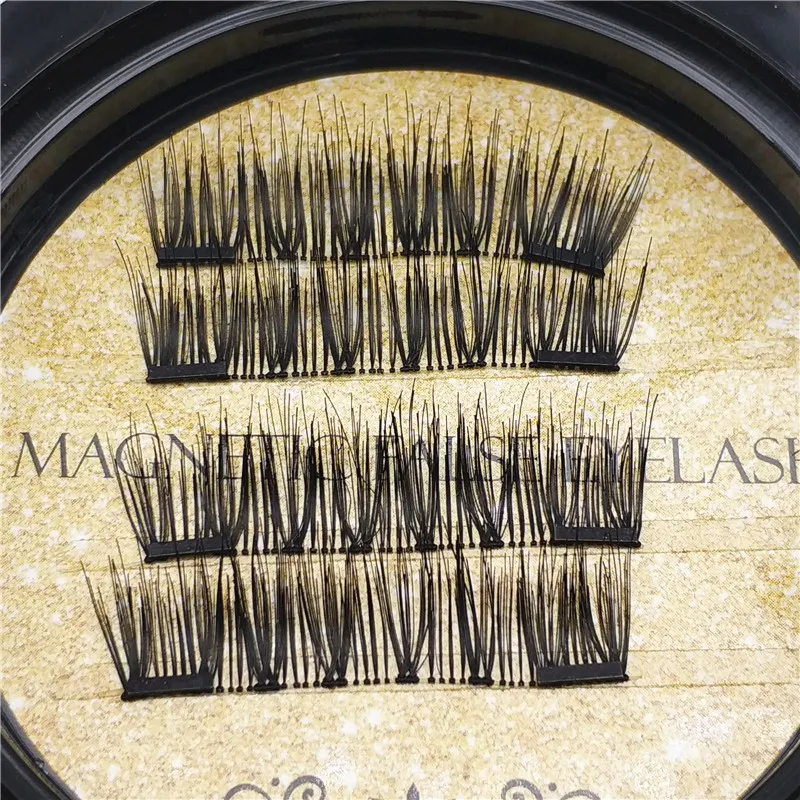 Cils magnétiques doubles dorés de qualité, 8 styles, 3D en vison, réutilisables, sans colle, 4 pièces, e, par dhl6586224