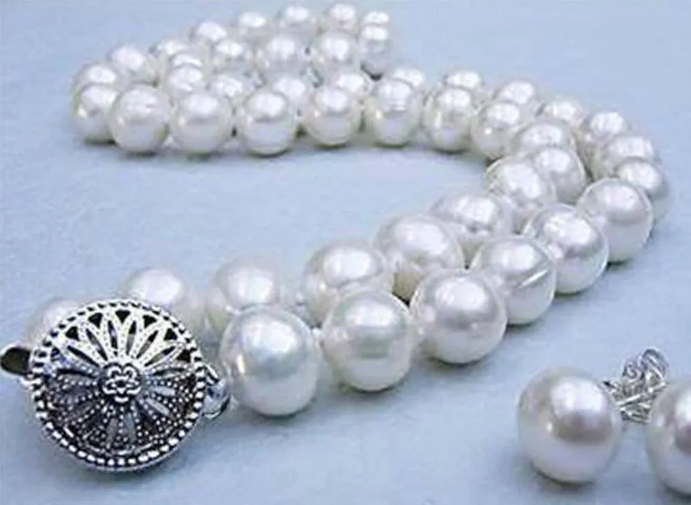 Dettagli sul set di orecchini con collana di perle coltivate Akoya bianche naturali reali da 8-9 mm 18 3469