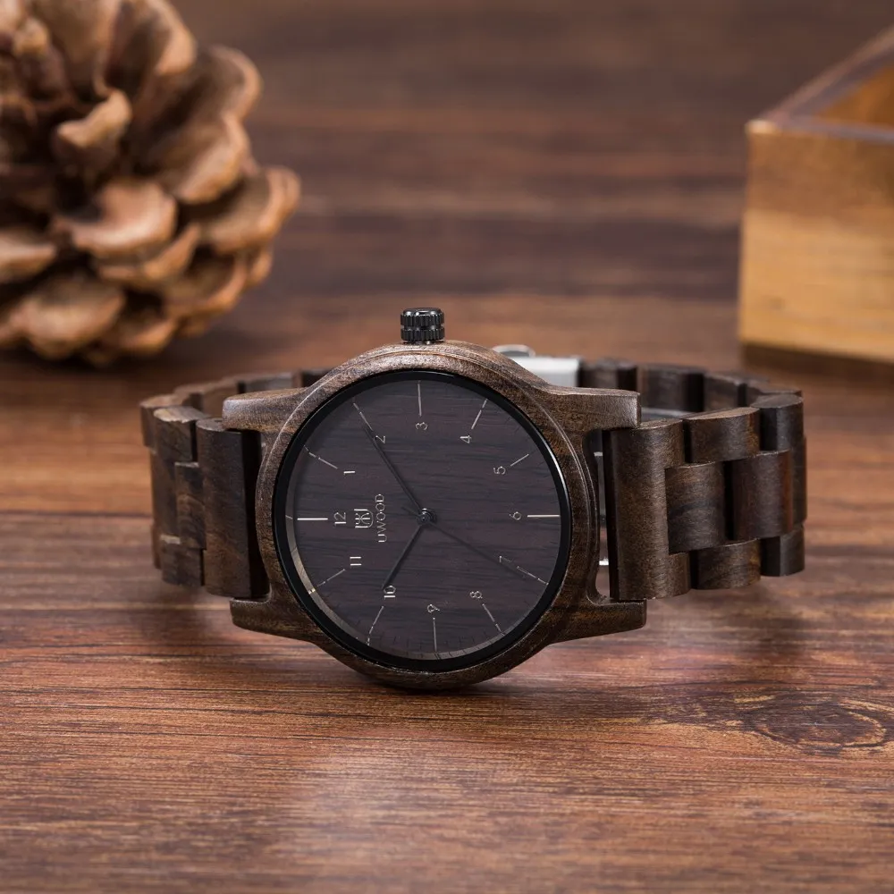 2018 Luxury Top Uwood Men's Wood Watches Men and Women Quartz Clock Fashion Casual Wood Strap Witch Watch Man Relogio277h