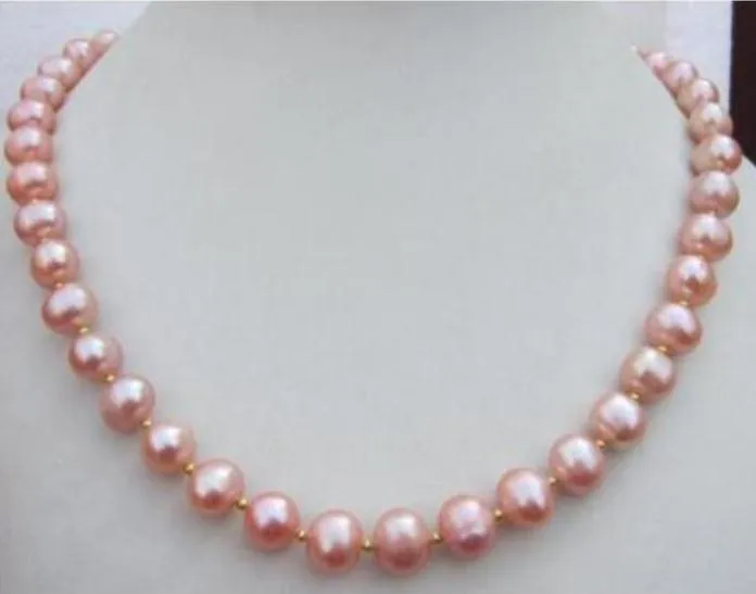 18 INCH 9-10MM SOUTH SEA PINK PEARL NECKLACE 14K GOLD CLASP