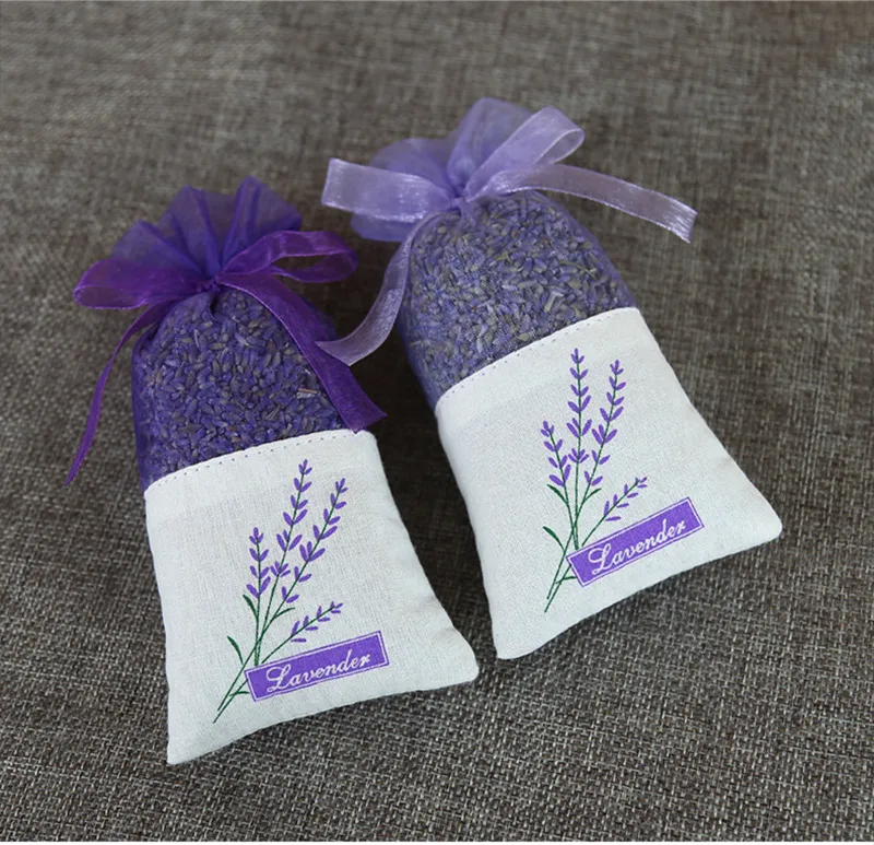 Bolsas de regalo, bolsitas de lavanda de Organza de algodón púrpura, flores secas DIY, bolsa de regalo de humo a prueba de moho para guardarropa, venta al por mayor