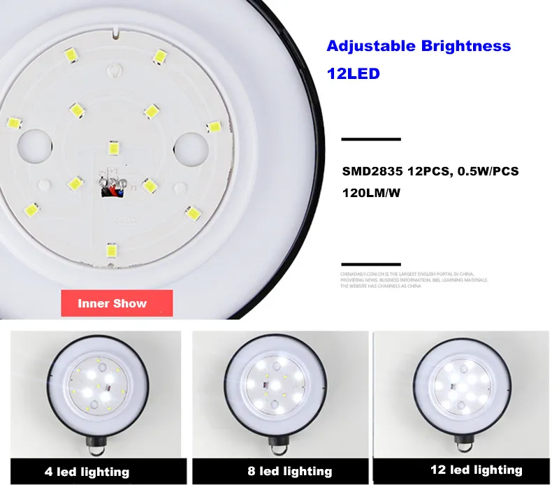 Lampes de camping solaires lampes de tente extérieures portables ultra-lumineuses adaptées aux pannes d'urgence 12LED 3 modes de charge USB