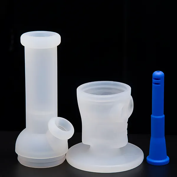 Partihandel skalle transparent silikonvattenrör rökningstillbehör med silkon dowstem 14mm kvinnlig gemensam silikon dab riggapsapah bongs