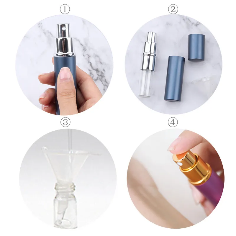 Hot 10ml Mini bottiglia di profumo vuota Ricaricabile in alluminio atomizzatore da viaggio Contenitori profumo con atomizzatore Pompa senz'aria i