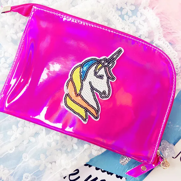 haute qualité laser couleur paillettes porte-monnaie dessin animé mignon licorne animaux zéro portefeuille belle pièce sac