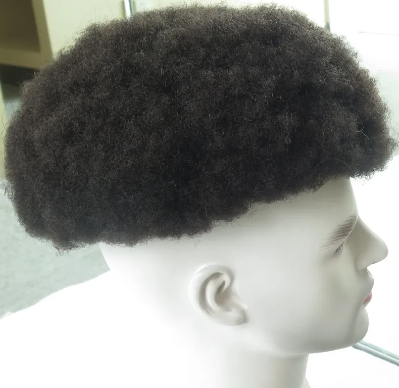 Afro Toupee för svarta män Mänskligt hår All Transparent Lace Man Weave Balding Mens Custom Hair Unit 8x10 Ing Male Hair