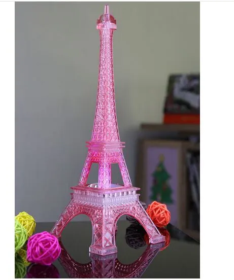 Romantic Valentine039S Day Gifts Changeable Eiffel Tower LED Night Lights Lamp Flash Lighting Toys Whole 7612967