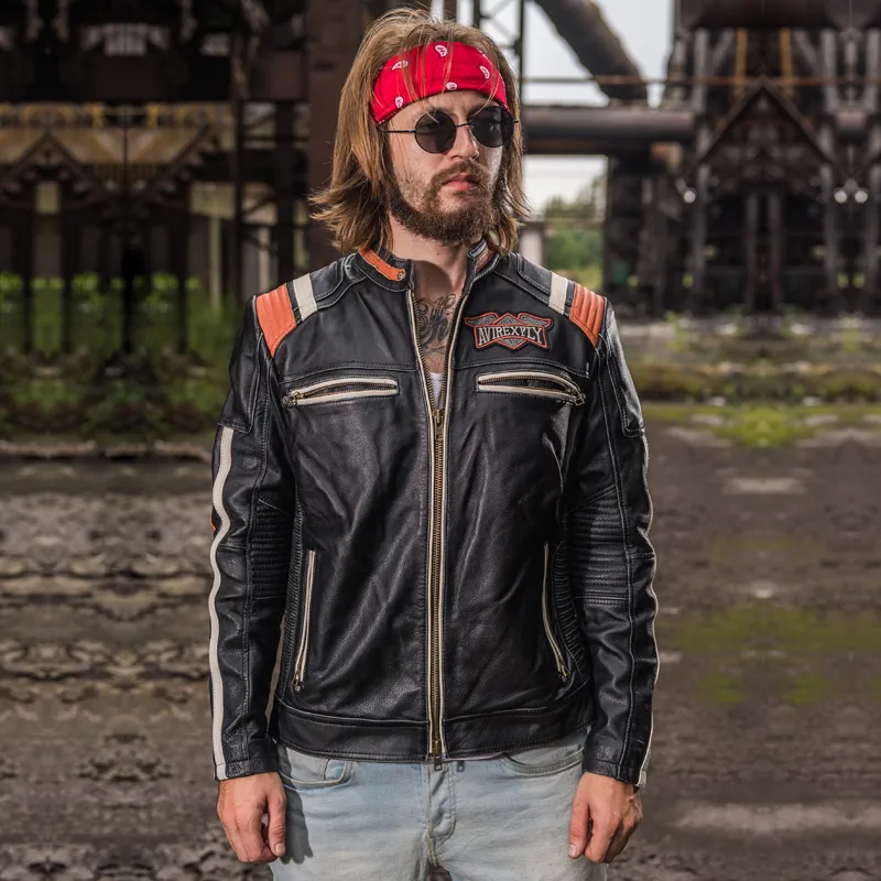 Genuine Leather Motorcycle Jacket For Men Vintage Dark Gray Stand Collar Skull Embroidered Slim Fit Casual From Championsjersey 169.99 DHgate.Com