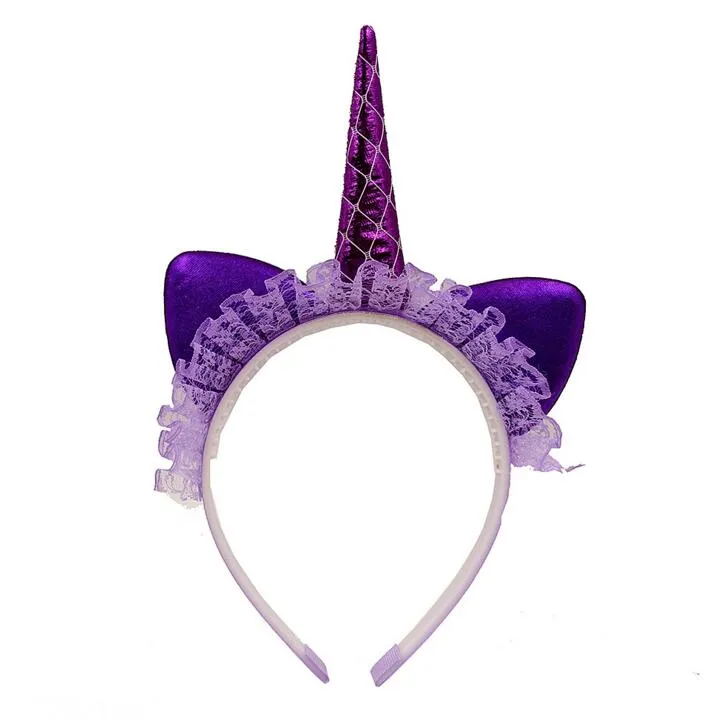INS Baby Girls Unicorn Lace Headband Children Birthday Party Props Kids Cartoon Cat Ear Cute Lovely Hairband4552978
