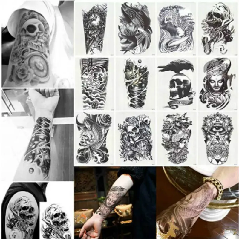 Nouveaux grands tatouages ​​temporaires ARM ART ART DE TATOUAGE DE TATOUAGE ÉTAPILE AMOVIBLE MIXTE MIXTE SÉPRENDÉ AU RÉALISATION GRATUITE