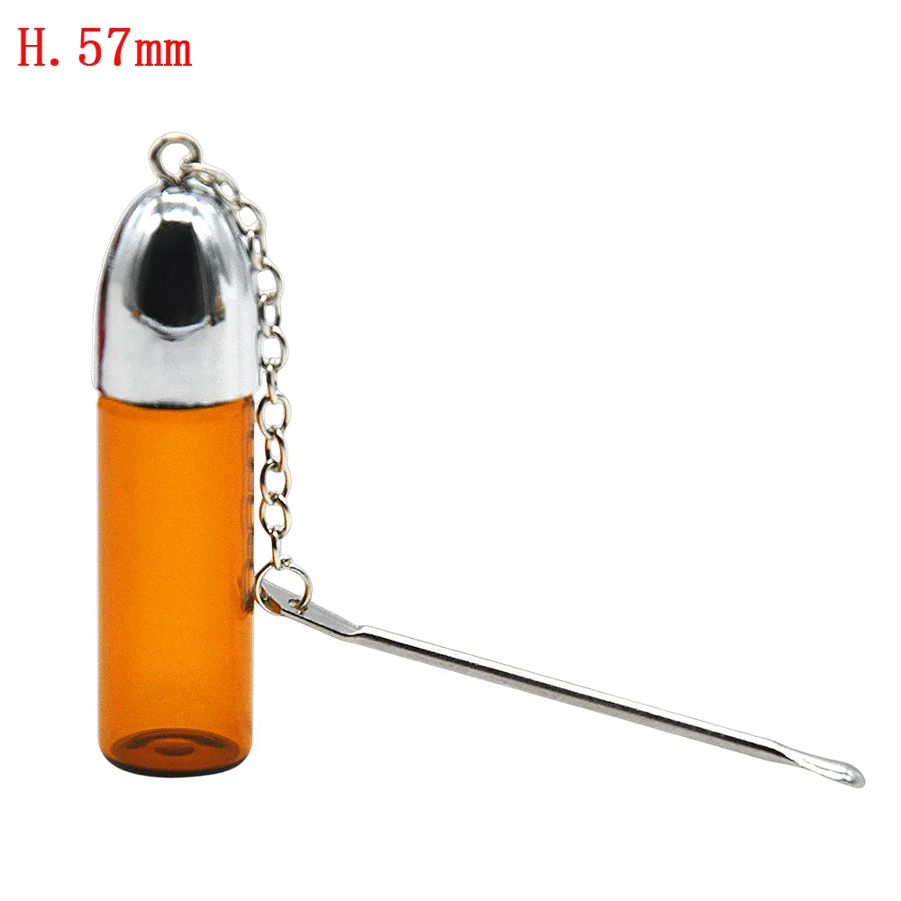 Tabac à priser en verre Silver ClearBrown avec boîte à pilules cuillère en métal Bullet Rocket Snorter Bottle