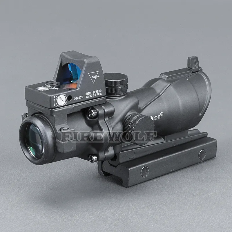 Trijicon ACOG Stijl 4x32 Scope met Docter Mini Red Dot Light Sensor Zwart voor Jacht GRATIS VERZENDING