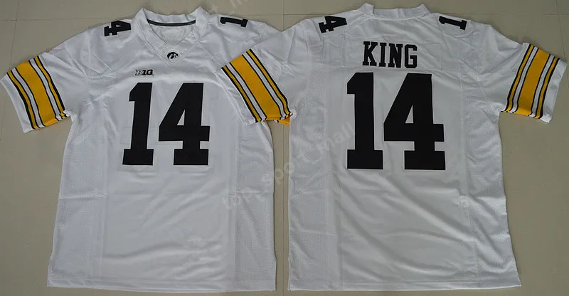 Anpassat namnnummer Iowa Hawkeyes tröjor NCAA College Football 14 Desmond King Jersey 16 CJ Beathard 94 Adrian Clayborn Stitched Black White