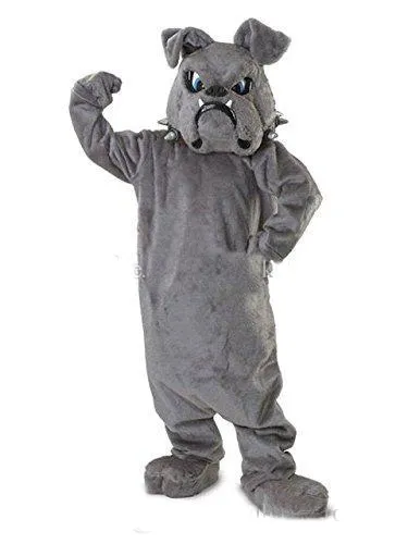 2018 offre spéciale Cool Bulldog mascotte costume gris école Animal équipe Cheerleading tenue complète taille adulte