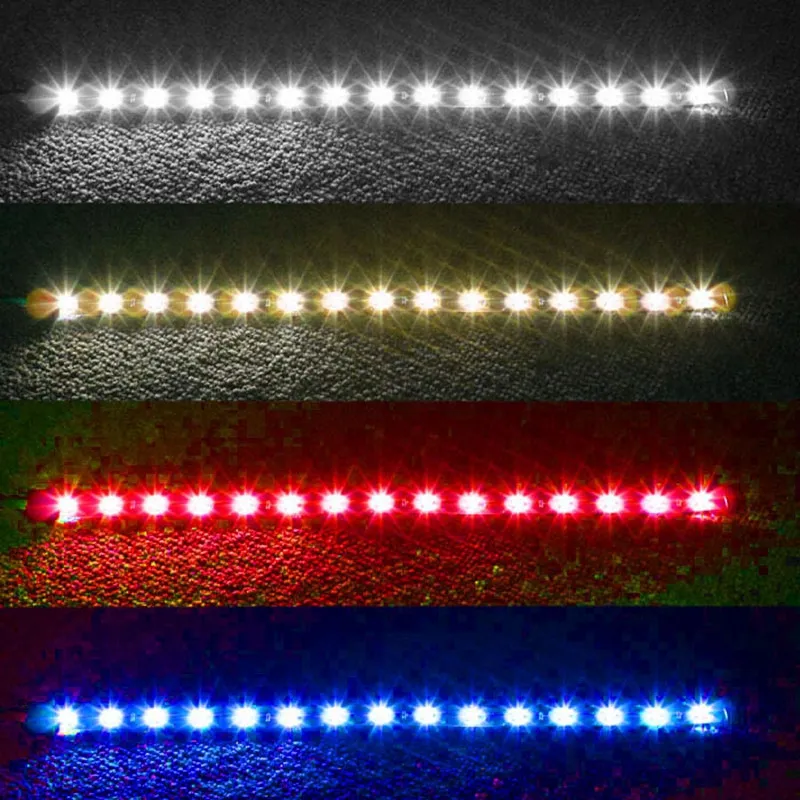 30 cm 15 LED Araba Şerit Işıkları Motosiklet Esnek Aydınlatma Su Geçirmez 12 V Oto Atmosfer Dekoratif Lambası