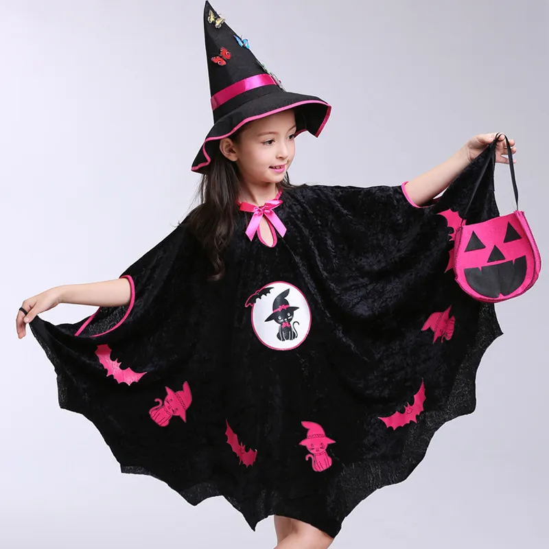 Disfraces de Halloween para niños traje de cosplay ropa de animales enmascarada bastante pequeño gato negro espectáculo de Halloween rendimiento de los niños